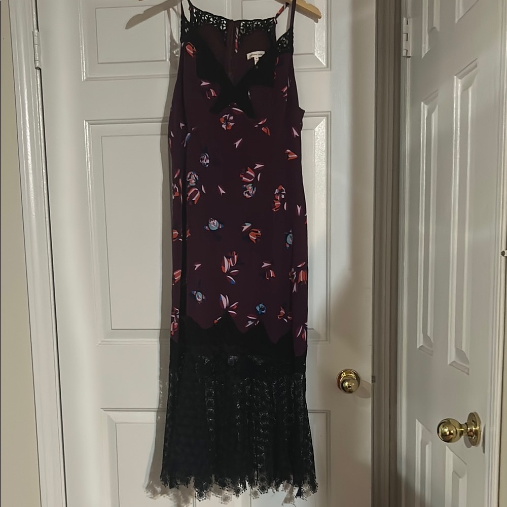 Floral Purple and Black Lace Dress